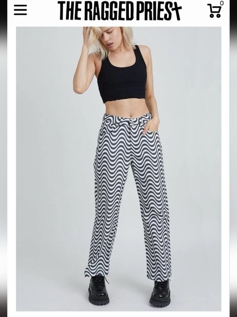 RAGGED Priest Black and White Wave Jeans. Urban Outfitters.